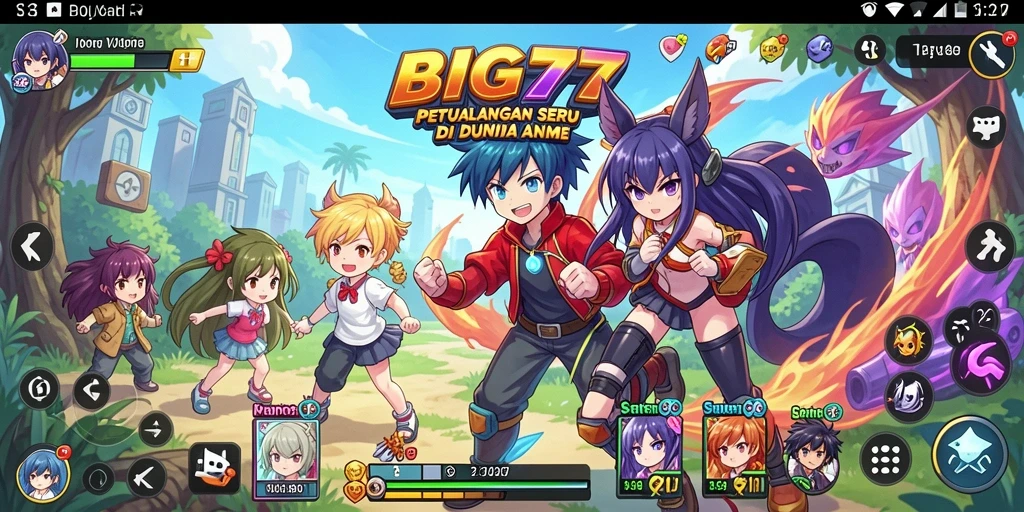 Screenshot menunjukkan karakter anime dalam aksi penuh warna dan dinamis.