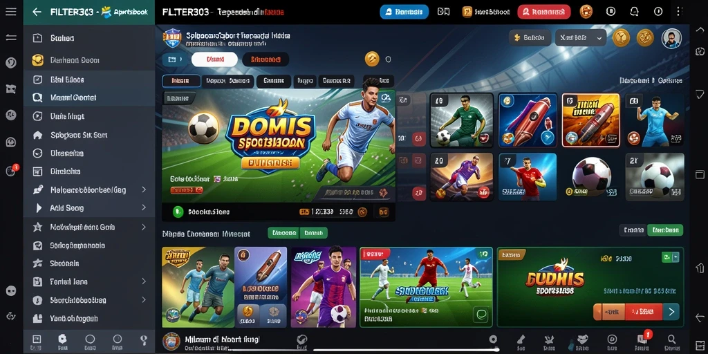 Tampilan menarik dari aplikasi FILTER303 dengan fitur Sportsbook yang lengkap.