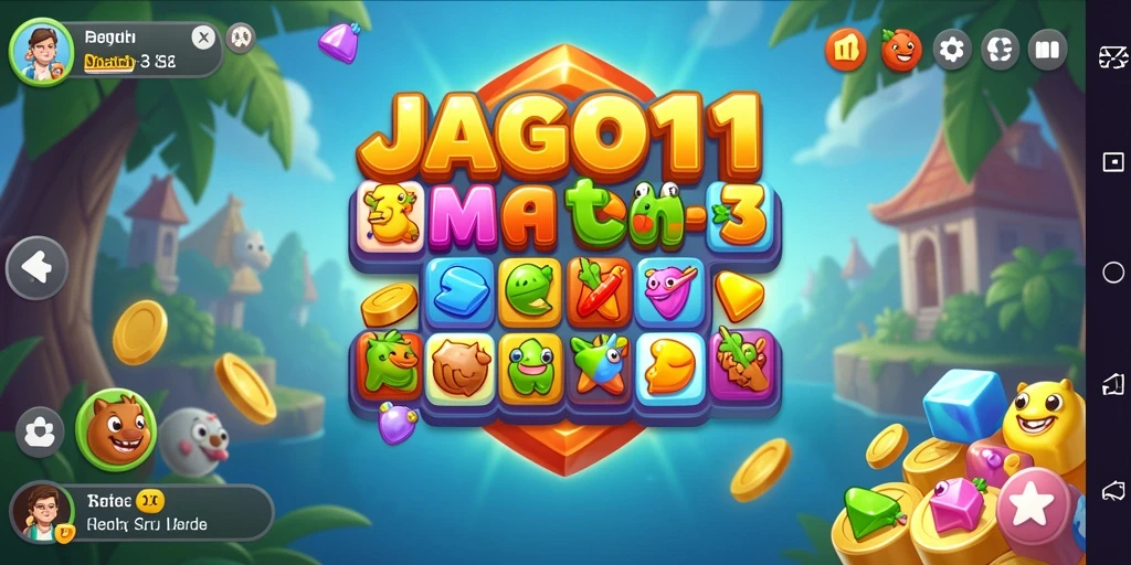 Screenshot gameplay JAGO11 yang menunjukkan serunya level Match-3.