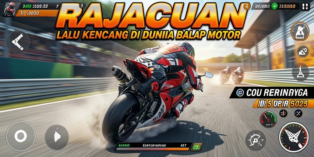 Screenshot menampilkan aksi balap motor yang mendebarkan.