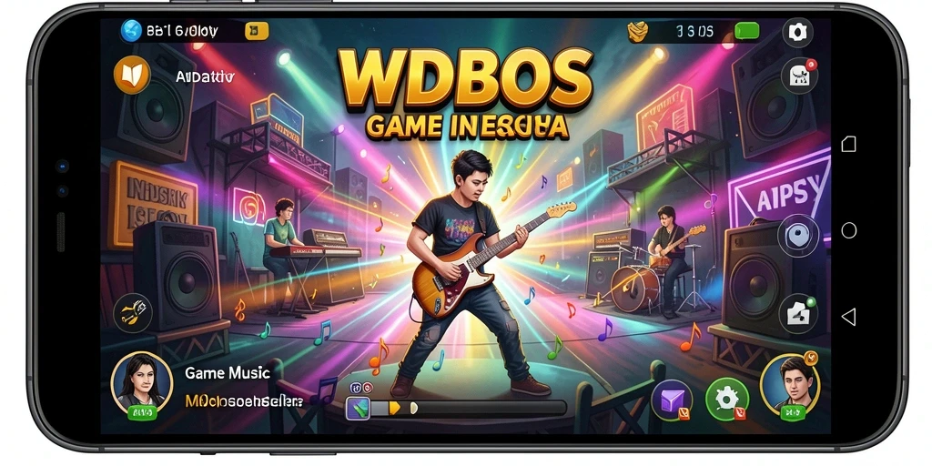 Screenshot utama gameplay WDBOS menampilkan pemain menikmati musik.